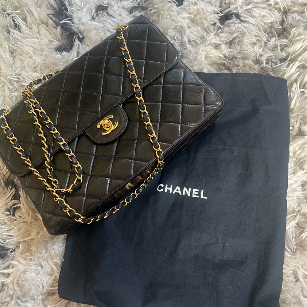 Rare Chanel 1996 Lambskin Double Sided Turnlock Classic Flap Bag 24K GP